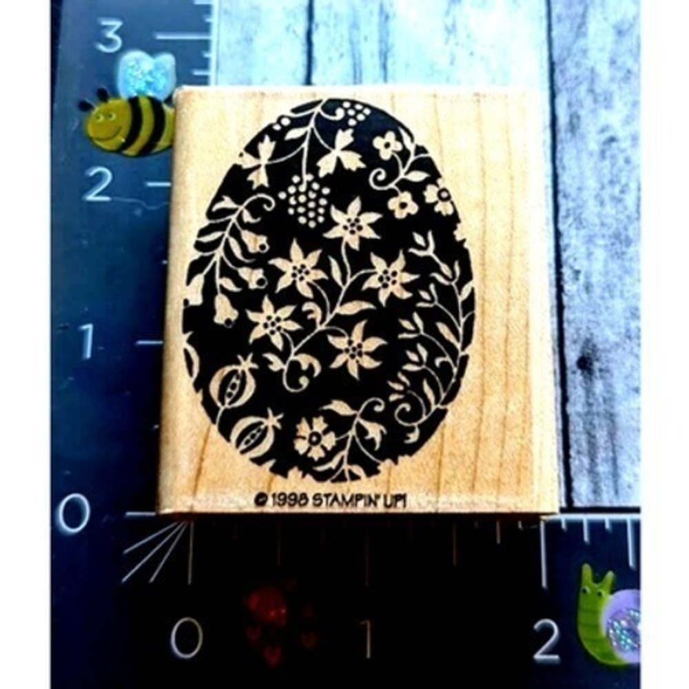 Stampin' Up! Floral Egg Oval Flowers Plants 1998 Rubber Stamp Wood #G30